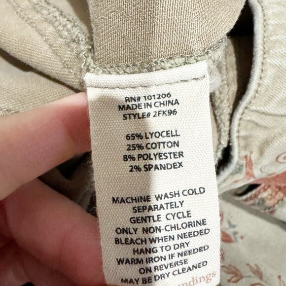 Soft Surroundings Womens Medium Floral Stretch Preppy Cottage Retro Chino Khaki - Picture 6 of 6